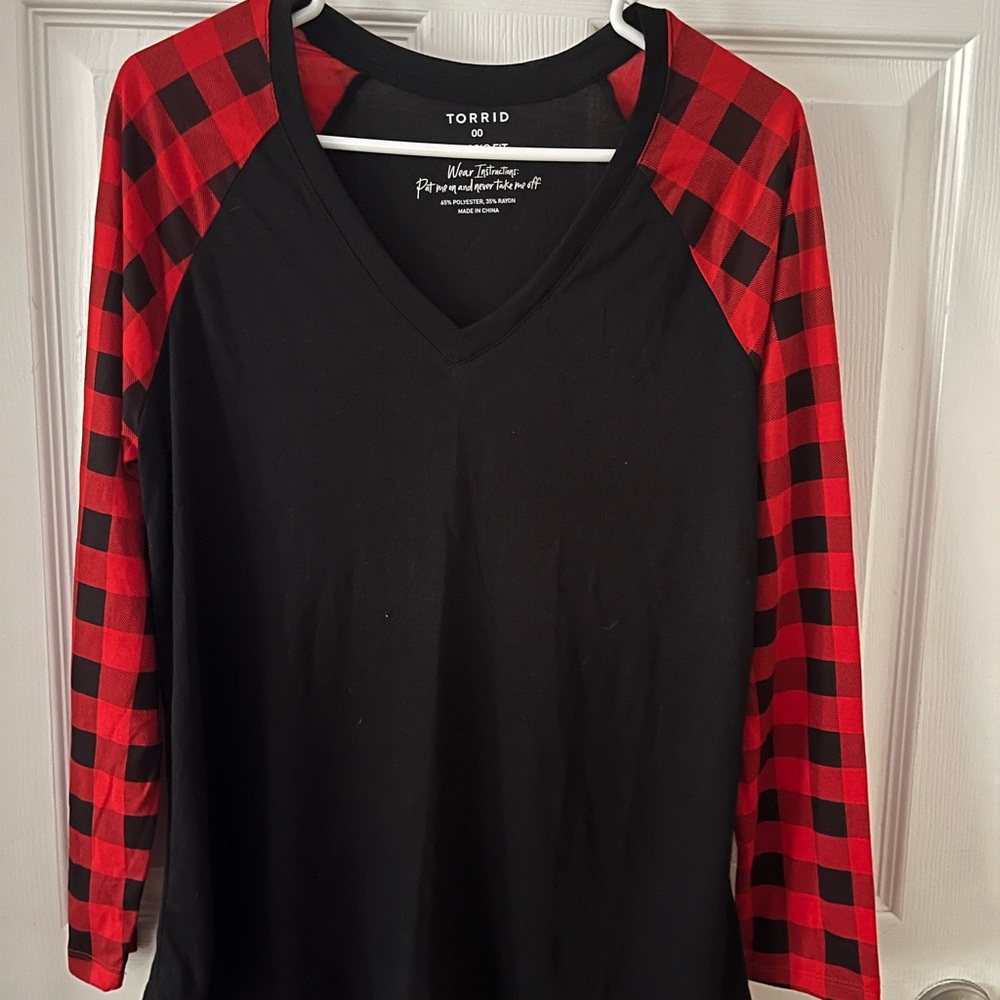 Torrid Black and Red Plaid Women's Top